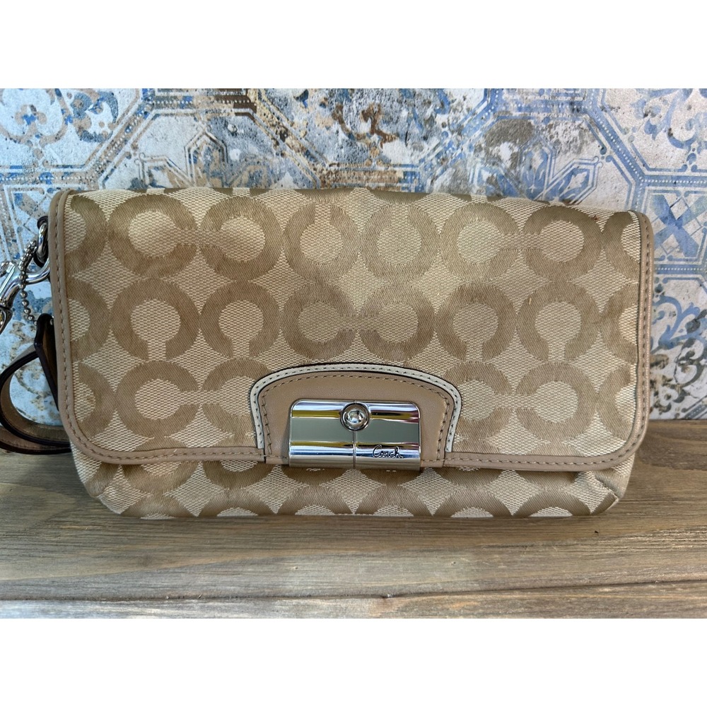 Coach Wristlet Optic Signature C Jacquard Women Khaki Beige